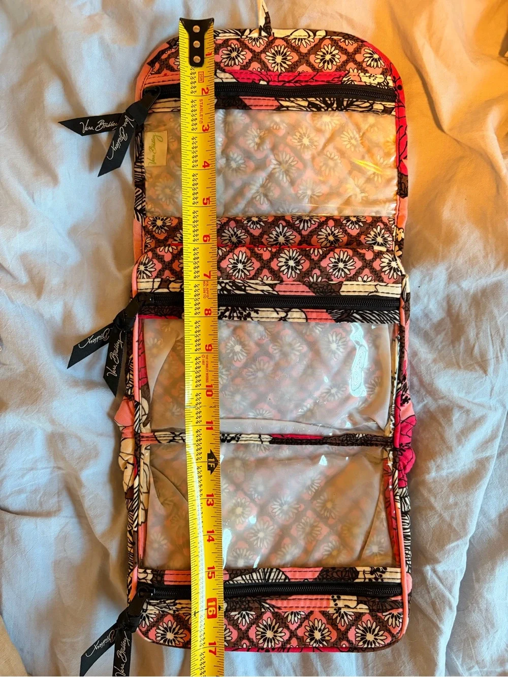 Vera Bradley Mocha Rouge pink floral travel jewelry organizer